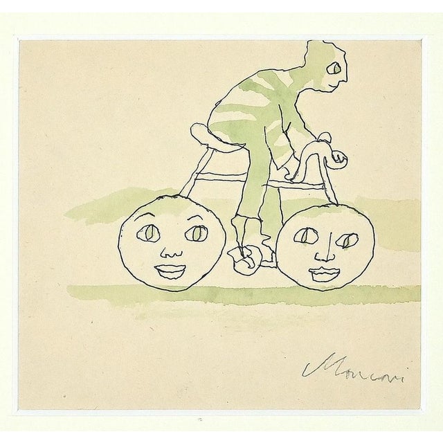 Mino Maccari, The Biker, Original Drawing, Mid 20th-Century For Sale - Image 4 of 5