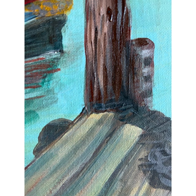 Original Folk Art–Style Harbor Painting by L. Romo, 2026 For Sale - Image 4 of 9
