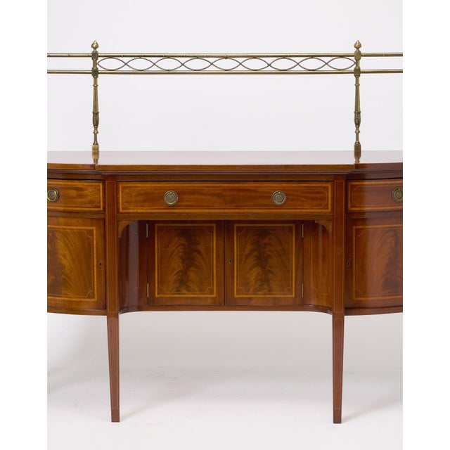 Antique English 19th Cent George III Inlaid Sideboard W/ Removable Brass Gallery For Sale In New York - Image 6 of 13