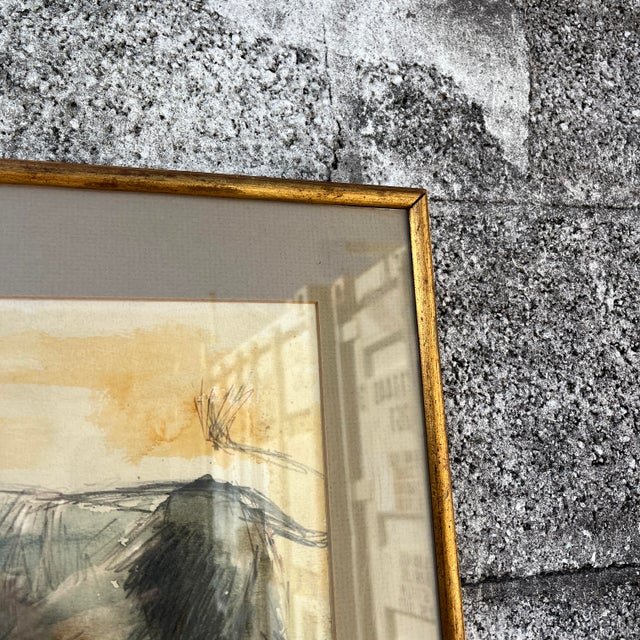 Original Mid-Century Watercolor and Ink Drawing Framed and Signed by the Artist. For Sale - Image 11 of 17