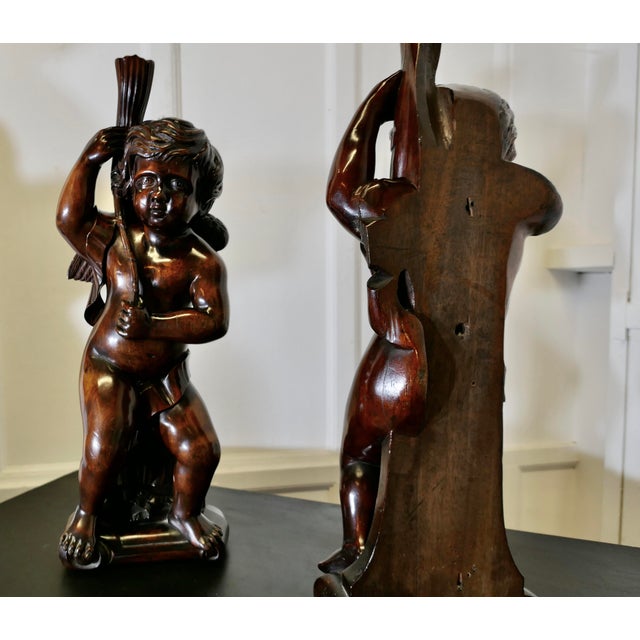 Wood 18th Century Carved Walnut Putti, Set of 2 For Sale - Image 7 of 16