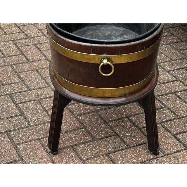 Georgian Mahogany Brass Banded Wine Cooler on Stand For Sale - Image 5 of 13
