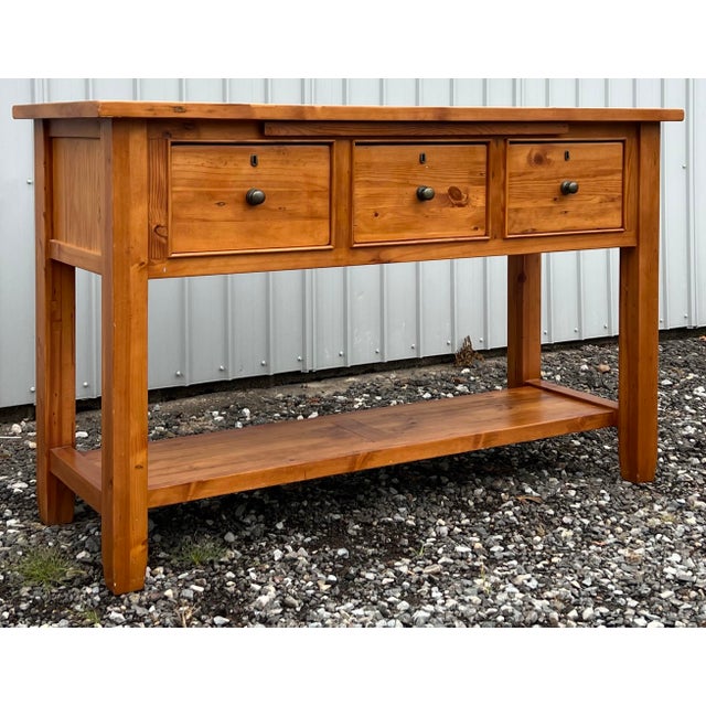 Farmhouse Pottery Barn Farmhouse Pine Console / Sideboard For Sale - Image 3 of 12