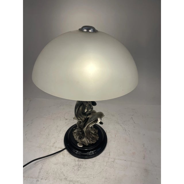 Lamp with Dolphins in Silvertone, 1980s For Sale - Image 10 of 11