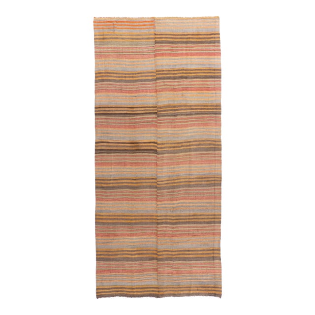 Vintage Circa 1940 Multicolor Turkish Flatweave Kilim 4'10 X 10'11 For Sale