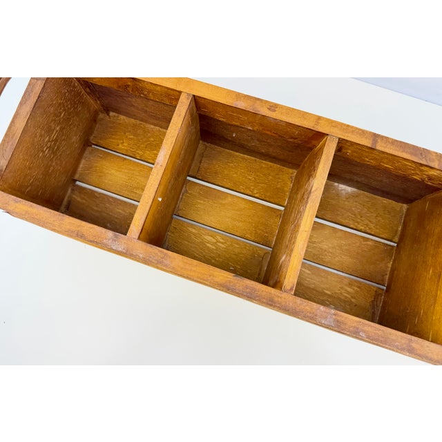 Vintage Indonesian Wood and Woven Rattan Four-Compartment Storage Caddy For Sale - Image 10 of 15