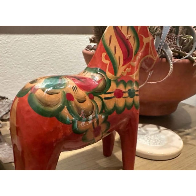 Authentic Vintage Nils Olsson 8” Hand-Carved & Painted Swedish Dala Horse with original tags - MCM (Mid Century Modern)...