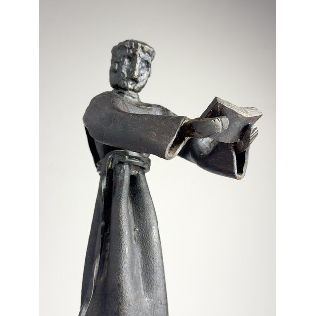 Salvino Marsura, Brutalist Sculpture of Monk with Book, 1970s, Iron For Sale - Image 6 of 18