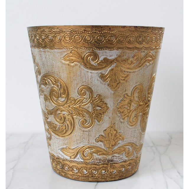 Hollywood Regency Vintage Italian Wastebasket For Sale - Image 3 of 8