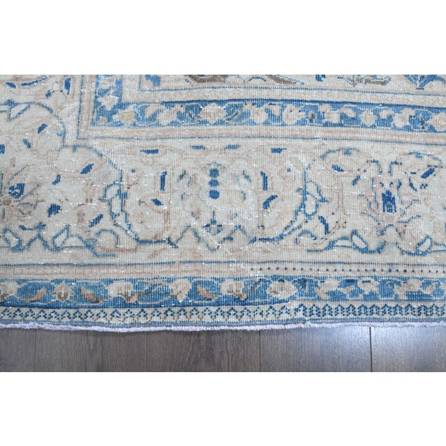 1970s Vintage Persian Handmade Wool Cotton Blue Area Rug For Sale - Image 10 of 11