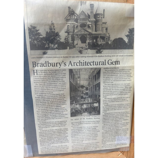 Vintage Framed Bradbury Building Atrium Art Print With J. Golden Kimball Quote - 17.5" X 21.5" For Sale In Los Angeles - Image 6 of 6