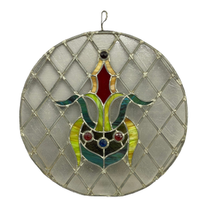 Late Victorian Slag and Faceted Jeweled Glass Rondel
