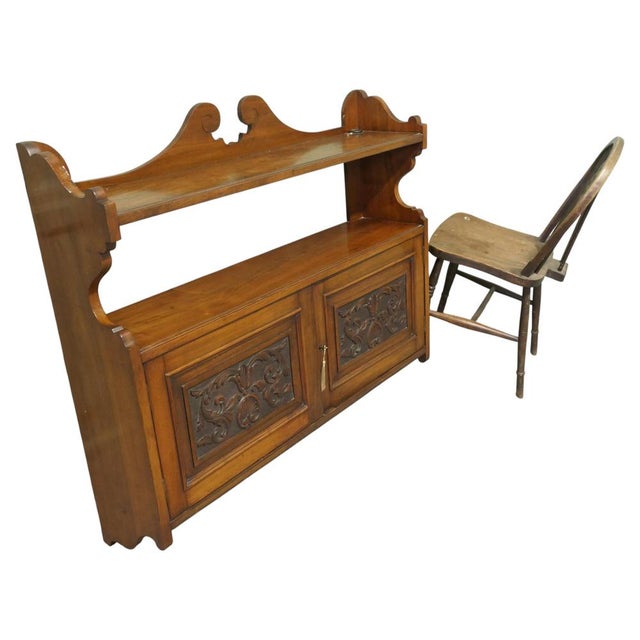 Wood Long Arts and Crafts Wall Cabinet, 1880 For Sale - Image 7 of 7