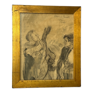 Edward Casaceli (Pa Pafa) Original Charcoal Figure Drawing Sketch Rome Italy 1969