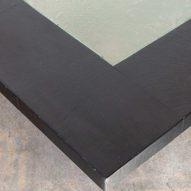 1970s Large French Black Slate and Glass Coffee Table For Sale - Image 11 of 14