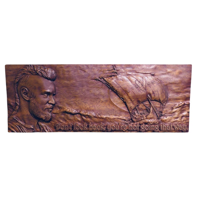 Wood Viking Style Wall Carving, 1980s For Sale - Image 7 of 7