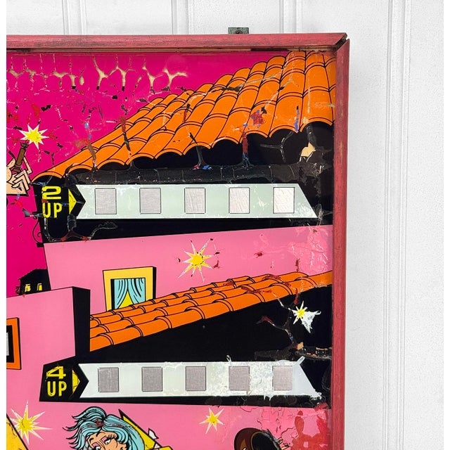 Wood Mid-Century Pop Art Bally Firecracker Pinball Arcade Hanging Light Box For Sale - Image 7 of 12