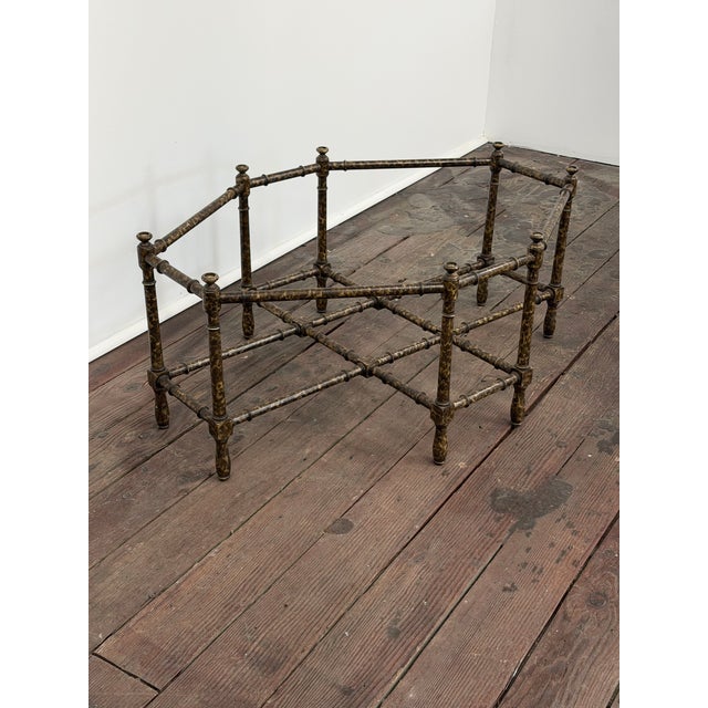 1970s Faux Bamboo Tortoise Shell, Brass and Glass Coffee Table, Baker For Sale - Image 5 of 14