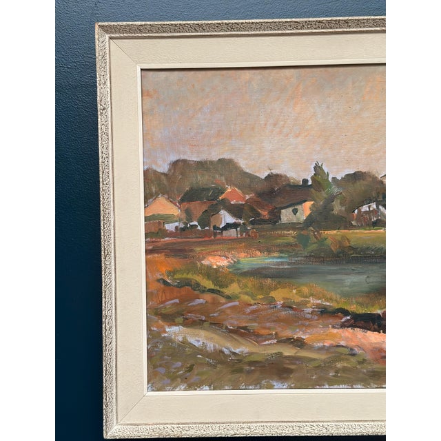 Original Swedish Oil on Canvas – “Village” by Unknown Artist – Signed & Dated – Vintage & Framed – 78 × 66 cm (30.7" ×...