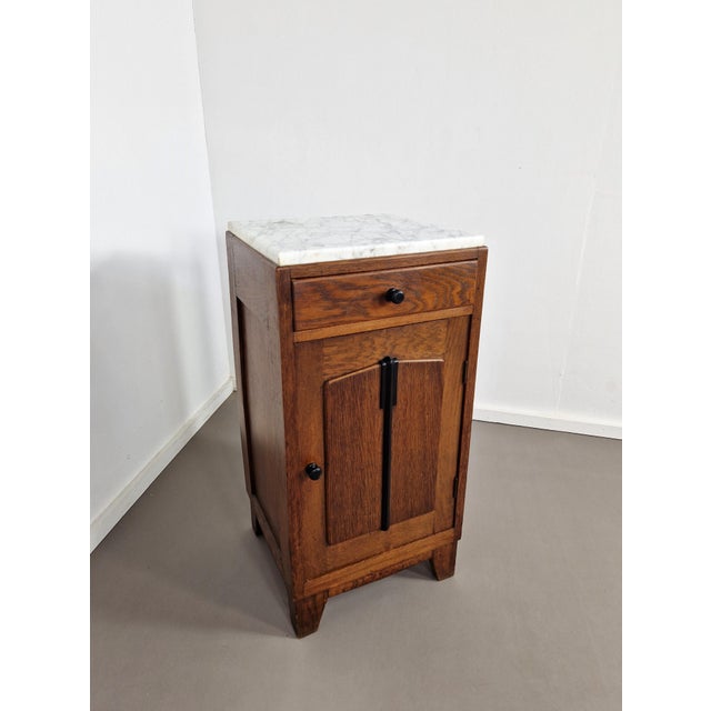 Vintage Art Deco Nightstand with Marble Top, 1930s For Sale - Image 6 of 12