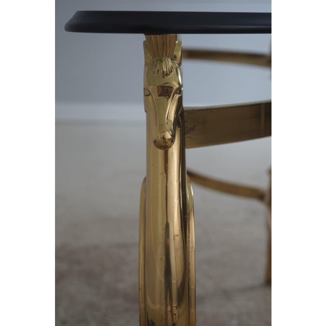 Labarge Brass & Glass Horse Head Demilune Console Table For Sale - Image 10 of 13