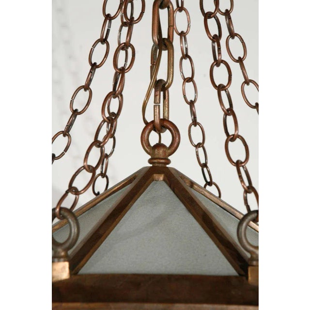 19th Century Gothic American Bronze & Glass Hexagonal Pendant For Sale In Los Angeles - Image 6 of 10