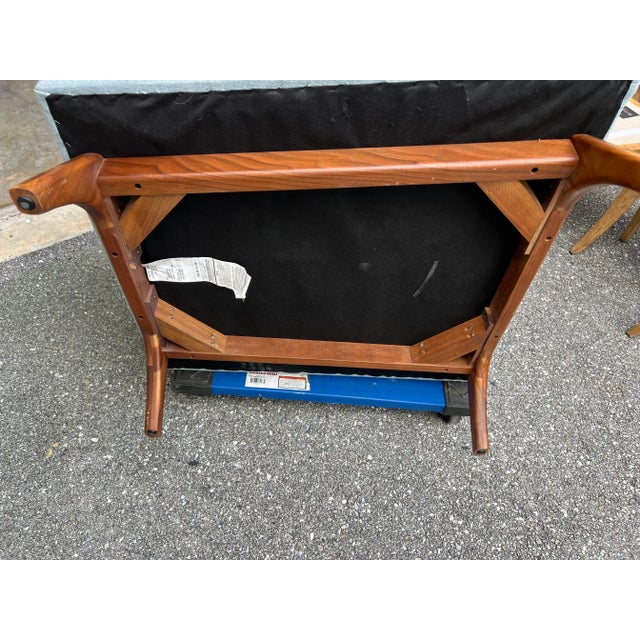 Baby Blue Modern Cube Lounge Chairs With Walnut Base For Sale - Image 8 of 14