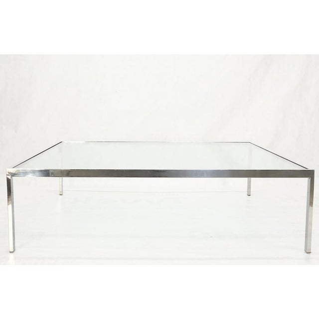 Milo Baughman Mid Century Modern Large Oversize Square Chrome Stainless Steel Coffee Table For Sale - Image 4 of 10