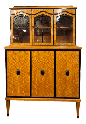 Art Deco Salon Display Cabinet in Flamed Birch Veneer, 1910