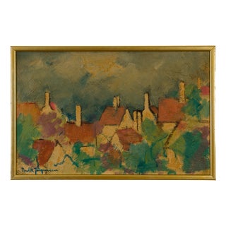 Poul K. Jørgensen, Gudhjem, Bornholm Townscape, 1990s, Oil on Board For Sale