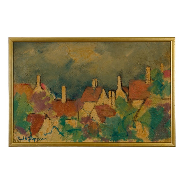 Poul K. Jørgensen, Gudhjem, Bornholm Townscape, 1990s, Oil on Board For Sale