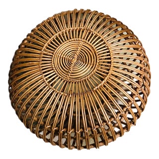 1960's Italian Woven Rattan Ottoman Attributed to Franco Albini For Sale