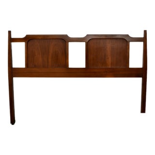 Vintage Mid Century Modern Full Walnut Headboard Arched Sculpted MCM 1960s For Sale