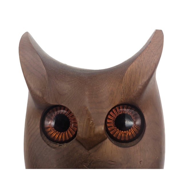 Chestnut Mid 20th Century Carved Myrtlewood Owl Figurine For Sale - Image 8 of 11