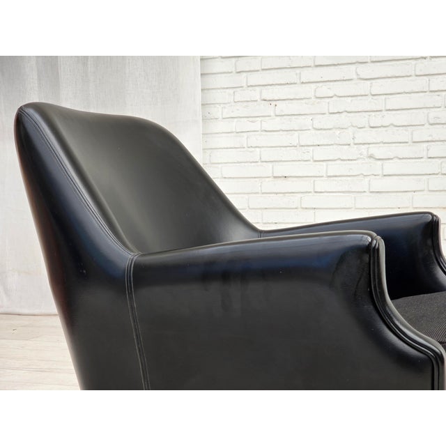 Danish Armchair in Artificial Leather and Teak Wood Legs, 1970s For Sale - Image 13 of 18