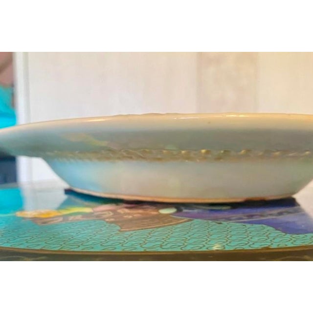 Ceramic 1970s Chinese Famille Rose Porcelain Dragon Dish With Reticulated Edge For Sale - Image 7 of 11