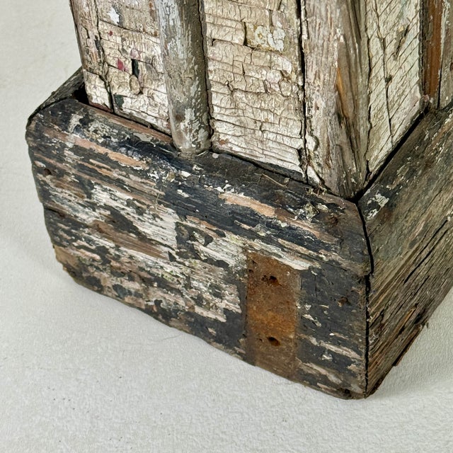 Early 20th Century Architectural Salvage Column Like Wood Hitching Post Pedestal, Naturally Distressed For Sale - Image 11 of 15