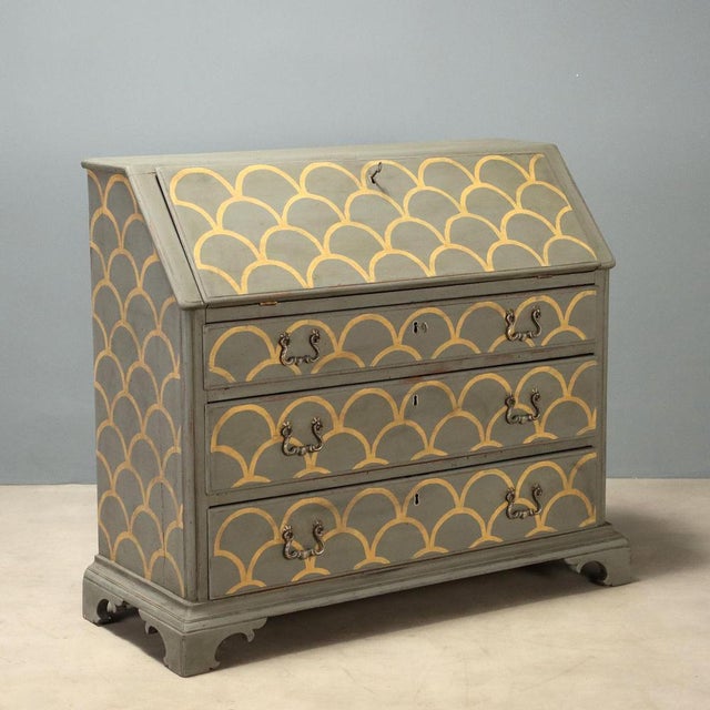 Mid-20th Century Lacquered Walnut Bureau For Sale - Image 14 of 14