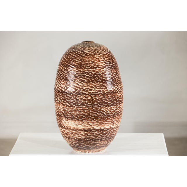 Artisan Large Ceramic Vase with Reptile-Inspired Textured Glaze For Sale - Image 11 of 18