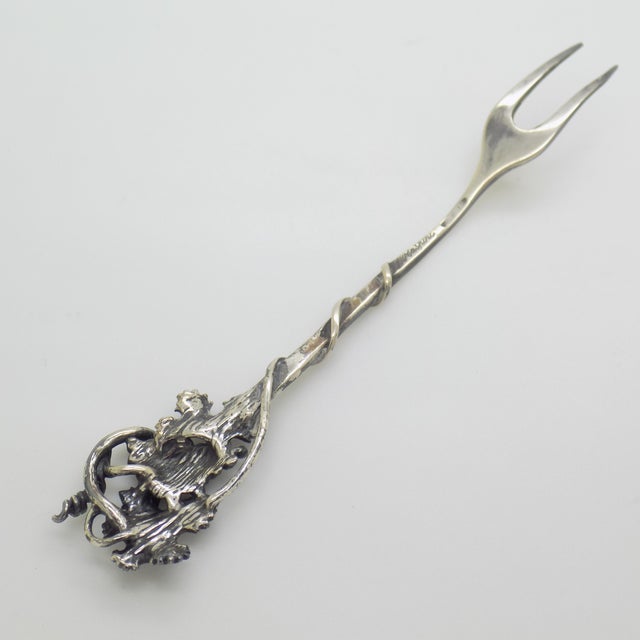 Silver Vintage Italian Silver 800 Grape Cocktail Fork from Raspini, Arezzo, 2000s For Sale - Image 8 of 16