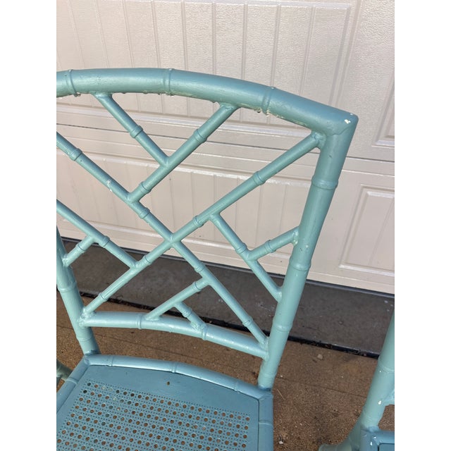 Metal Vintage Chinoiserie Patio Dining Chairs by Meadowcraft For Sale - Image 7 of 12