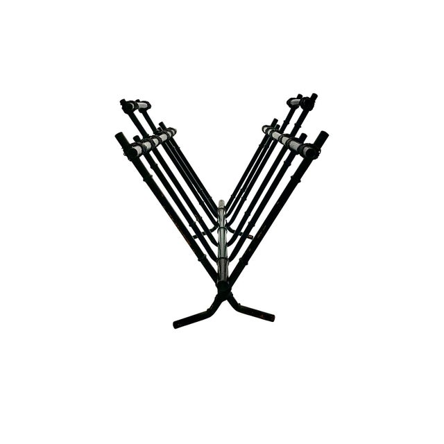 Magazine Holder Metal Black Faux Bamboo Rack v Shape Vintage MCM Decor For Sale - Image 4 of 7