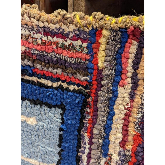 Vintage Folk Art Hand Hooked Rag Mat c.1940 For Sale - Image 4 of 7