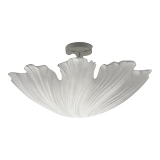 Currey & Co Hadley White Gesso Floral Semi Flush Mount Ceiling Light (Pre-Owned) For Sale