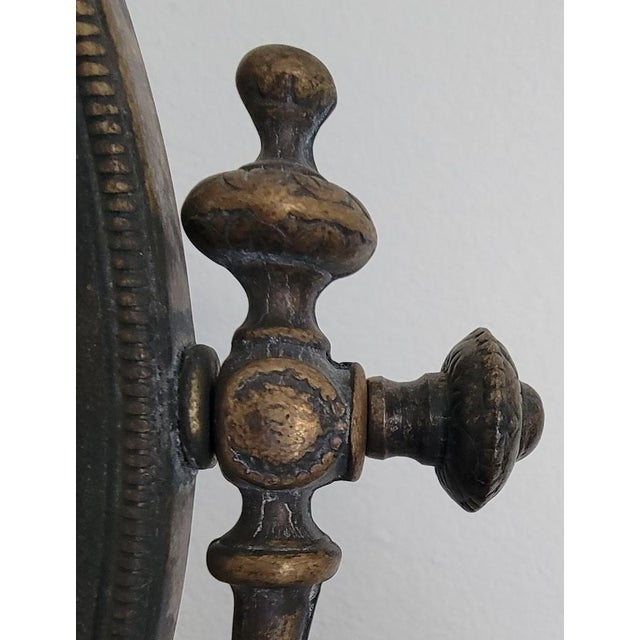 Metal Italian Die-Cast Brass Table Mirror in Antique Brass Finish & Swing Design For Sale - Image 7 of 9