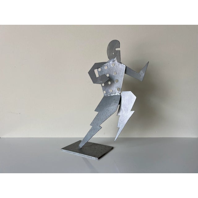 Vintage Metal Football Player Art Sculpture For Sale - Image 13 of 13