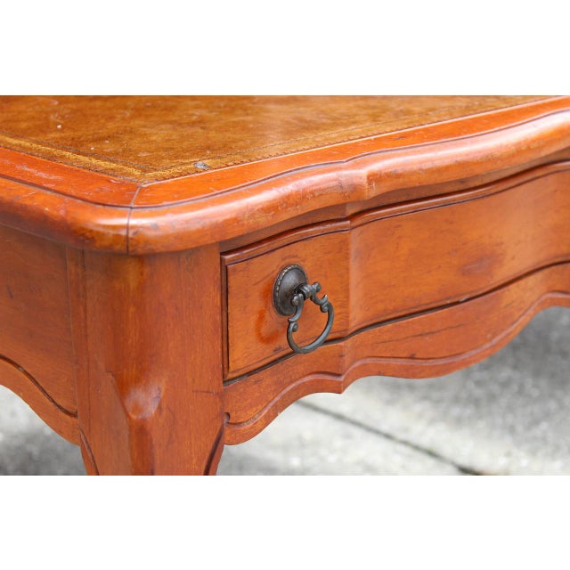 Pair of 1970s Mid-Century Modern Two-Tier Side Tables With Leather Tops & Drawers For Sale - Image 15 of 16