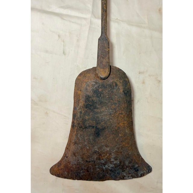 Antique 18th Century Wrought Iron Turned Brass English Fireplace Shovel Tool 17 For Sale - Image 9 of 11