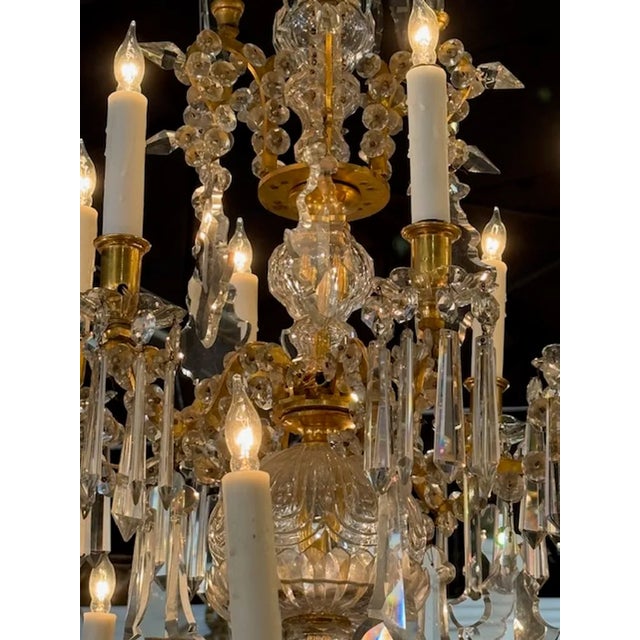 19th Century Baccarat Crystal and Gilt Chandelier With 12 Lights For Sale In Dallas - Image 6 of 9