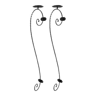 Large Scrolling Twisted Wrought Iron Candle Holder Wall Mounted Sconces - a Pair For Sale